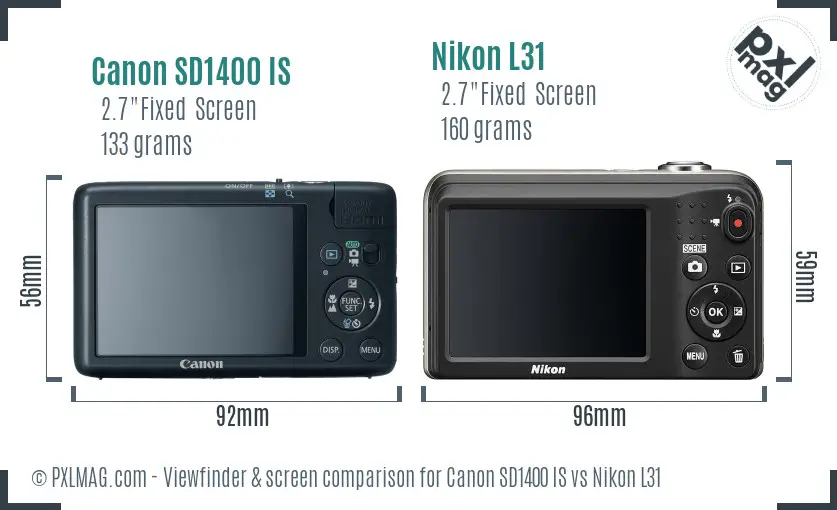 Canon SD1400 IS vs Nikon L31 Screen and Viewfinder comparison Canon SD1400 IS vs Nikon L31 Screen and Viewfinder comparison