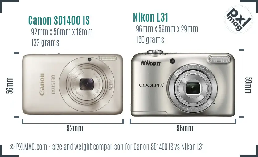 Canon SD1400 IS vs Nikon L31 size comparison Canon SD1400 IS vs Nikon L31 size comparison
