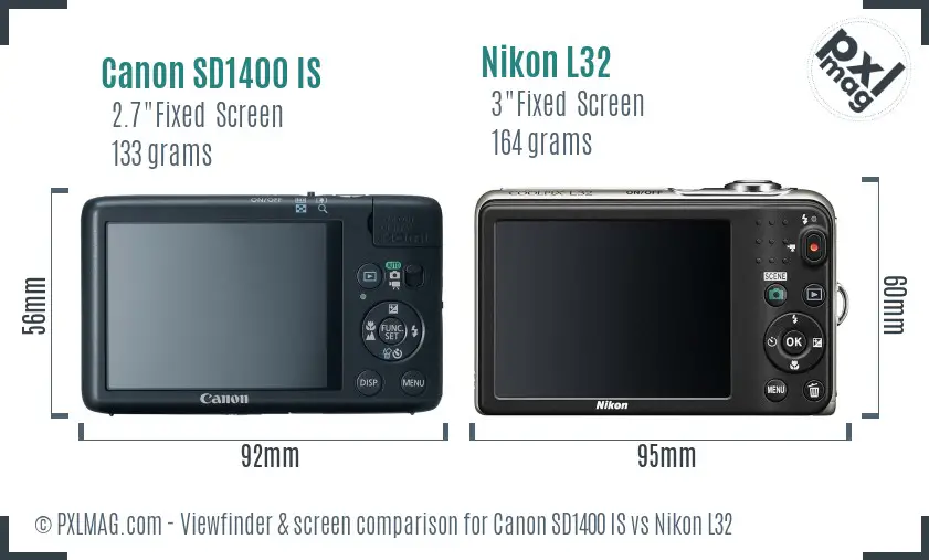 Canon SD1400 IS vs Nikon L32 Screen and Viewfinder comparison