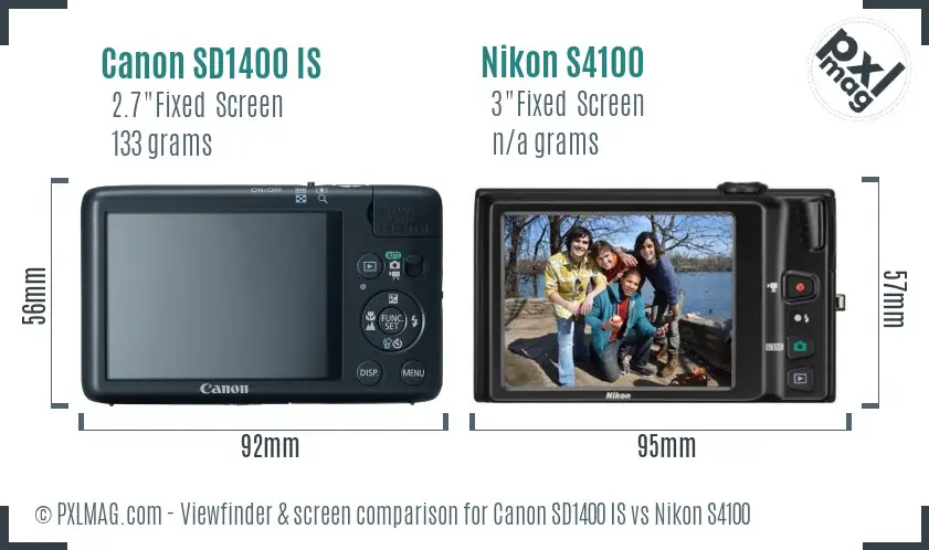 Canon SD1400 IS vs Nikon S4100 Screen and Viewfinder comparison Canon SD1400 IS vs Nikon S4100 Screen and Viewfinder comparison