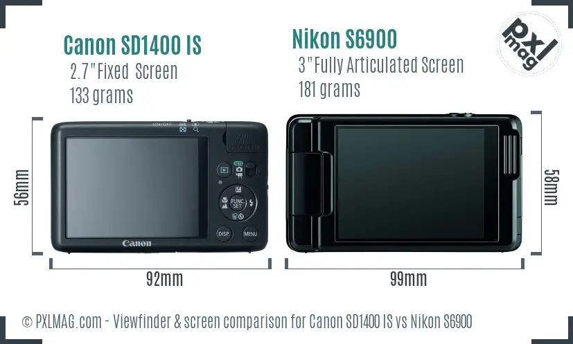 Canon SD1400 IS vs Nikon S6900 Screen and Viewfinder comparison