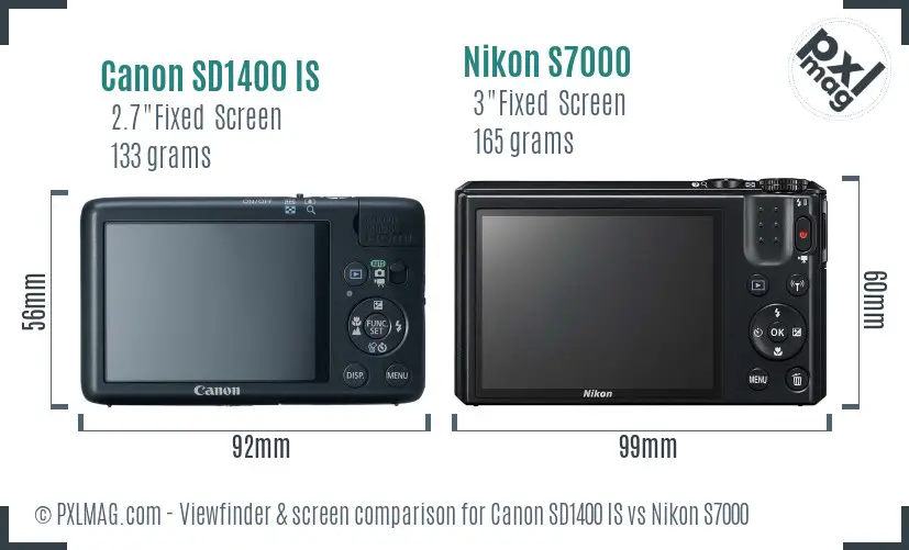 Canon SD1400 IS vs Nikon S7000 Screen and Viewfinder comparison