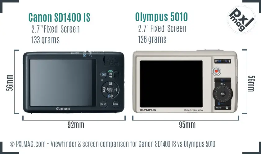 Canon SD1400 IS vs Olympus 5010 Screen and Viewfinder comparison