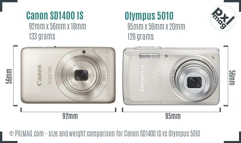 Canon SD1400 IS vs Olympus 5010 size comparison