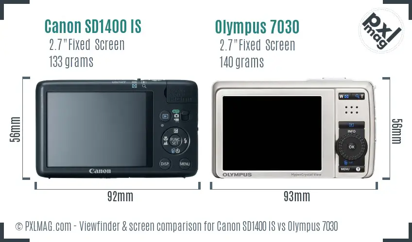Canon SD1400 IS vs Olympus 7030 Screen and Viewfinder comparison