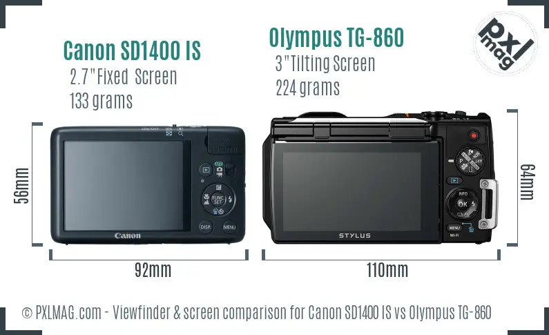 Canon SD1400 IS vs Olympus TG-860 Screen and Viewfinder comparison