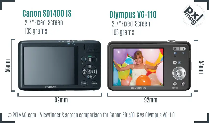 Canon SD1400 IS vs Olympus VG-110 Screen and Viewfinder comparison Canon SD1400 IS vs Olympus VG-110 Screen and Viewfinder comparison