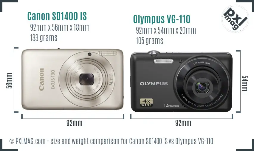 Canon SD1400 IS vs Olympus VG-110 size comparison Canon SD1400 IS vs Olympus VG-110 size comparison