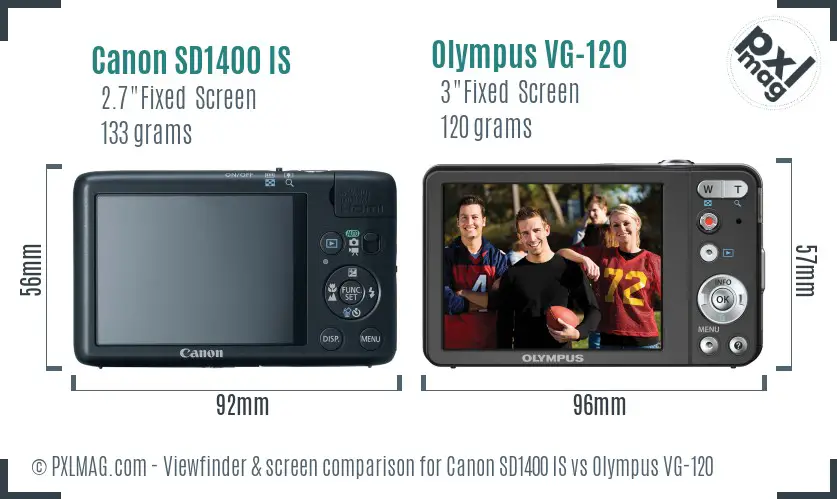 Canon SD1400 IS vs Olympus VG-120 Screen and Viewfinder comparison Canon SD1400 IS vs Olympus VG-120 Screen and Viewfinder comparison