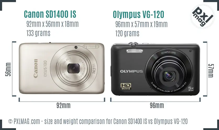 Canon SD1400 IS vs Olympus VG-120 size comparison Canon SD1400 IS vs Olympus VG-120 size comparison