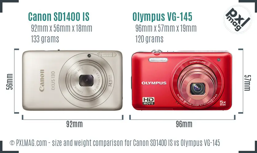 Canon SD1400 IS vs Olympus VG-145 size comparison