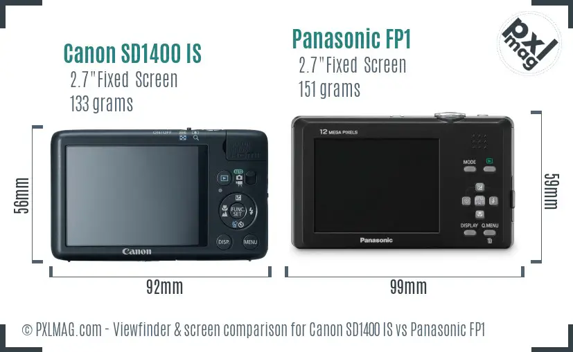 Canon SD1400 IS vs Panasonic FP1 Screen and Viewfinder comparison