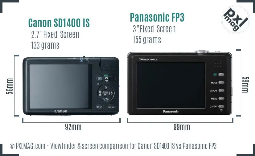 Canon SD1400 IS vs Panasonic FP3 Screen and Viewfinder comparison Canon SD1400 IS vs Panasonic FP3 Screen and Viewfinder comparison
