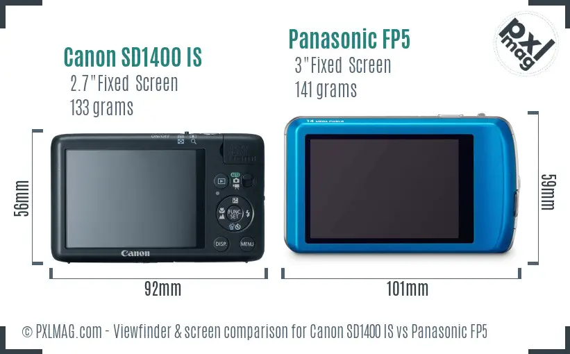 Canon SD1400 IS vs Panasonic FP5 Screen and Viewfinder comparison