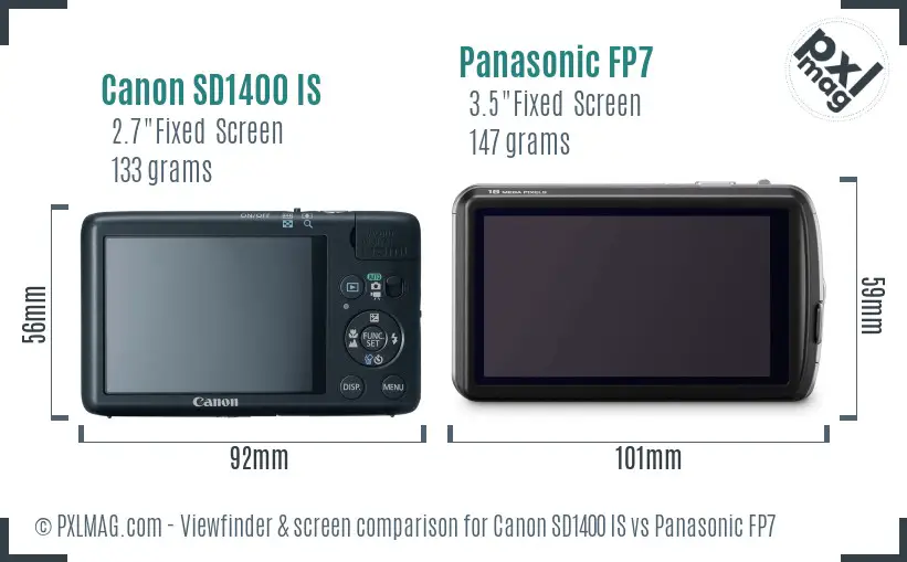 Canon SD1400 IS vs Panasonic FP7 Screen and Viewfinder comparison