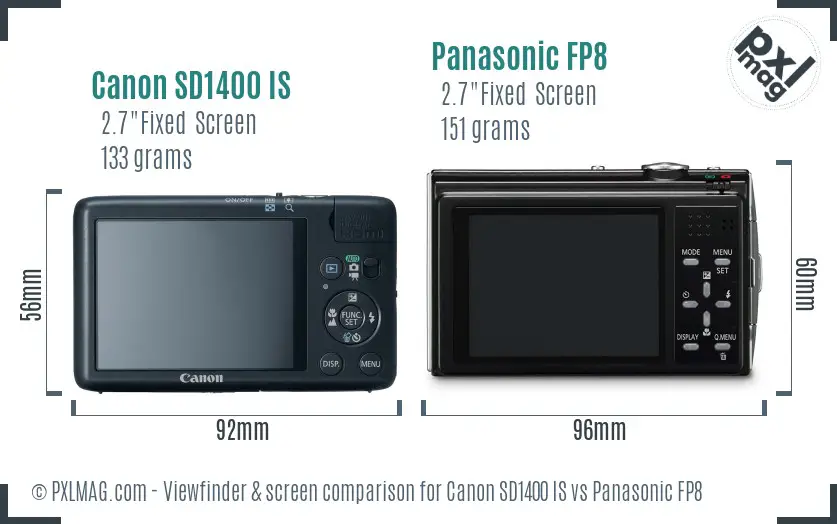 Canon SD1400 IS vs Panasonic FP8 Screen and Viewfinder comparison