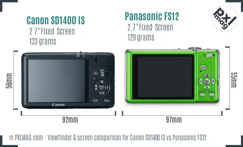 Canon SD1400 IS vs Panasonic FS12 Screen and Viewfinder comparison