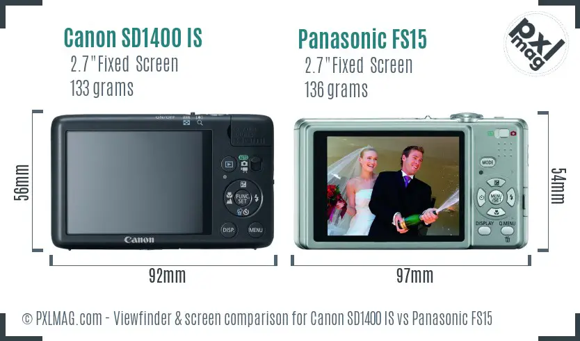 Canon SD1400 IS vs Panasonic FS15 Screen and Viewfinder comparison