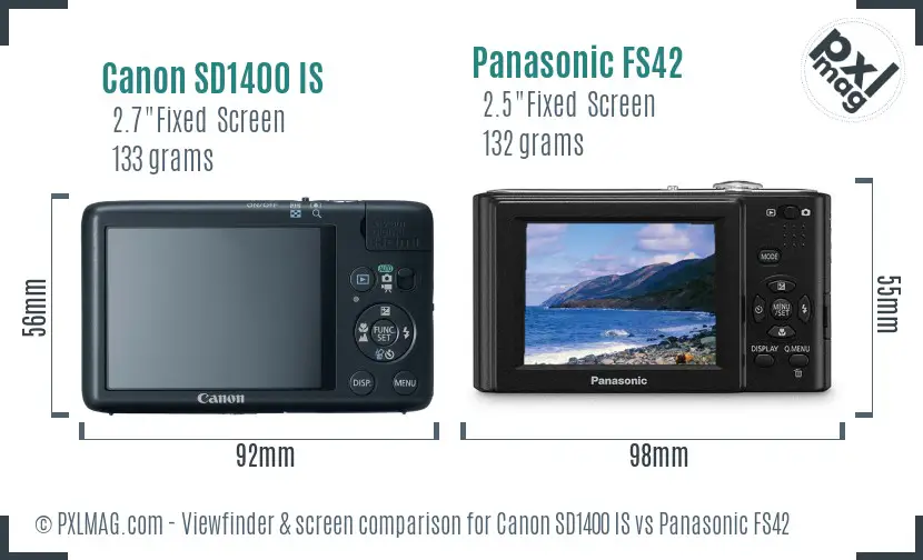 Canon SD1400 IS vs Panasonic FS42 Screen and Viewfinder comparison Canon SD1400 IS vs Panasonic FS42 Screen and Viewfinder comparison