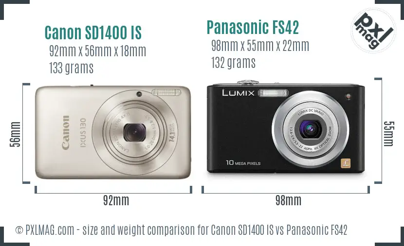 Canon SD1400 IS vs Panasonic FS42 size comparison Canon SD1400 IS vs Panasonic FS42 size comparison