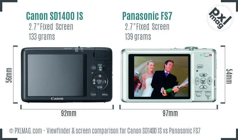 Canon SD1400 IS vs Panasonic FS7 Screen and Viewfinder comparison