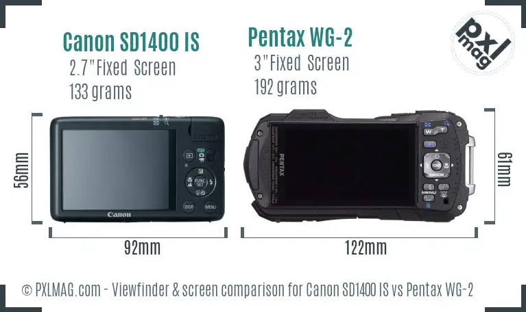 Canon SD1400 IS vs Pentax WG-2 Screen and Viewfinder comparison