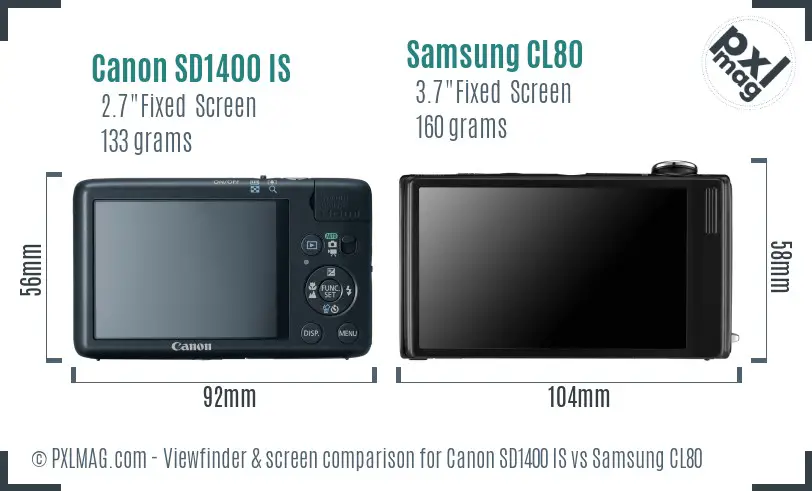 Canon SD1400 IS vs Samsung CL80 Screen and Viewfinder comparison