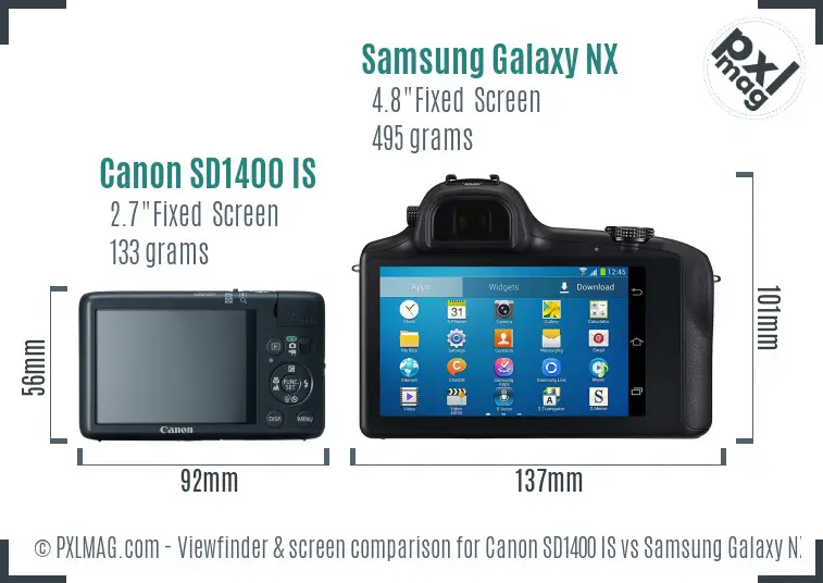 Canon SD1400 IS vs Samsung Galaxy NX Screen and Viewfinder comparison