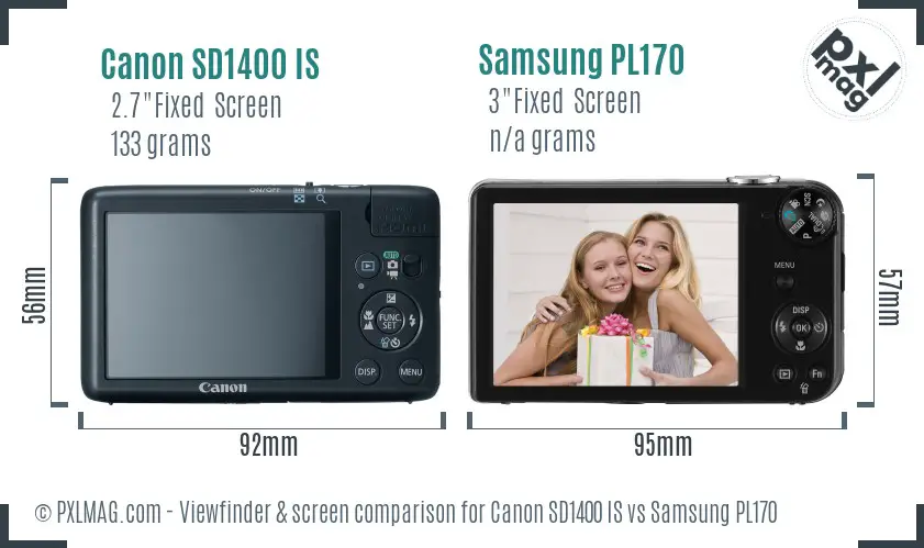 Canon SD1400 IS vs Samsung PL170 Screen and Viewfinder comparison
