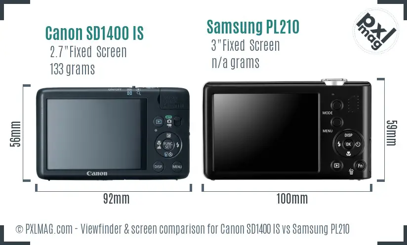 Canon SD1400 IS vs Samsung PL210 Screen and Viewfinder comparison