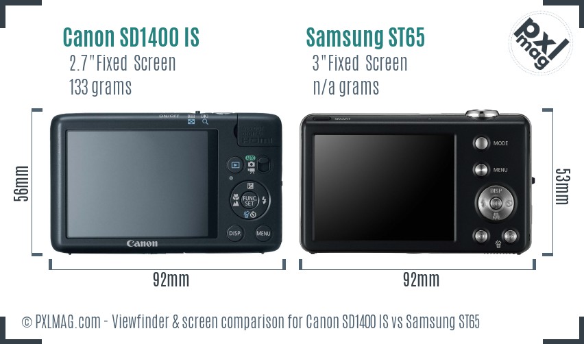 Canon SD1400 IS vs Samsung ST65 Screen and Viewfinder comparison