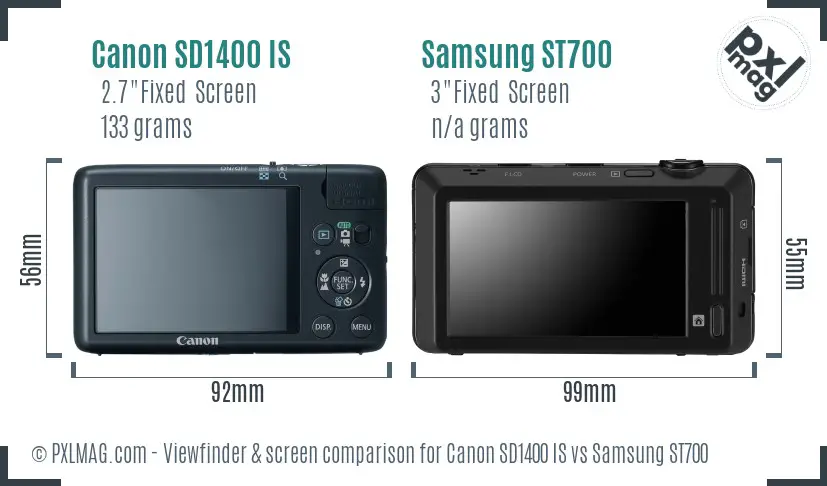 Canon SD1400 IS vs Samsung ST700 Screen and Viewfinder comparison Canon SD1400 IS vs Samsung ST700 Screen and Viewfinder comparison