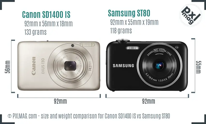 Canon SD1400 IS vs Samsung ST80 size comparison