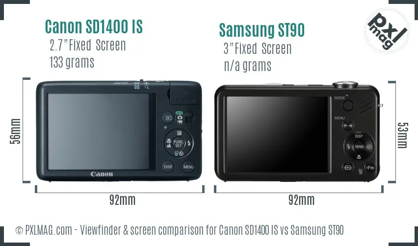 Canon SD1400 IS vs Samsung ST90 Screen and Viewfinder comparison Canon SD1400 IS vs Samsung ST90 Screen and Viewfinder comparison