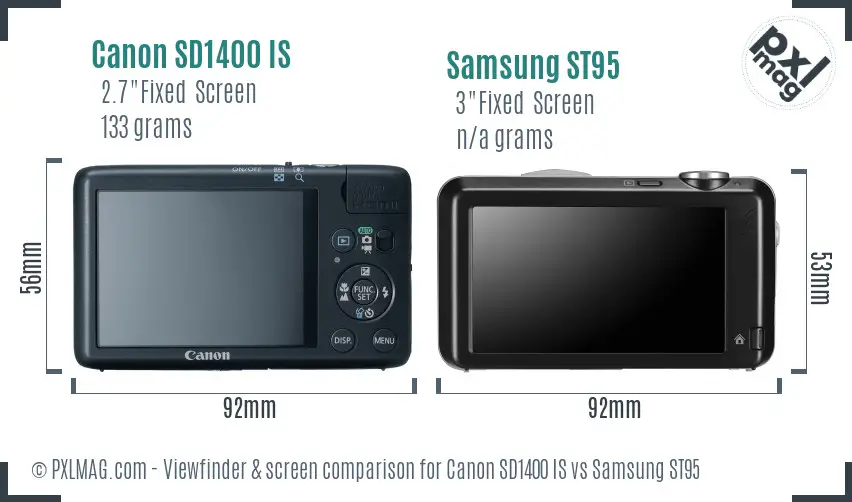 Canon SD1400 IS vs Samsung ST95 Screen and Viewfinder comparison