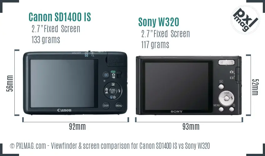 Canon SD1400 IS vs Sony W320 Screen and Viewfinder comparison