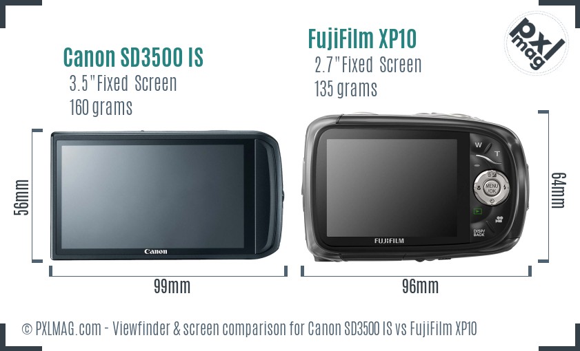 Canon SD3500 IS vs FujiFilm XP10 Screen and Viewfinder comparison