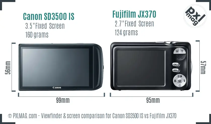 Canon SD3500 IS vs Fujifilm JX370 Screen and Viewfinder comparison Canon SD3500 IS vs Fujifilm JX370 Screen and Viewfinder comparison