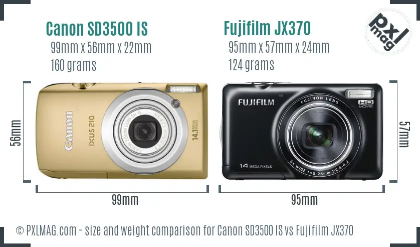 Canon SD3500 IS vs Fujifilm JX370 size comparison Canon SD3500 IS vs Fujifilm JX370 size comparison