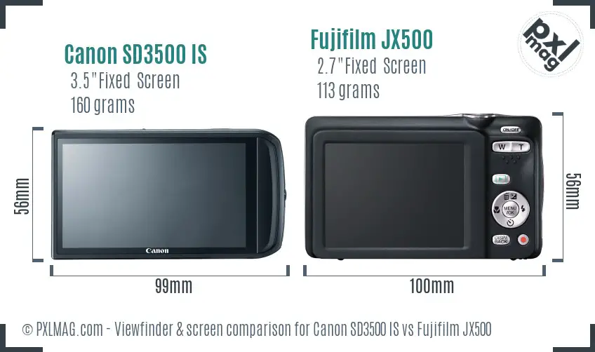 Canon SD3500 IS vs Fujifilm JX500 Screen and Viewfinder comparison Canon SD3500 IS vs Fujifilm JX500 Screen and Viewfinder comparison