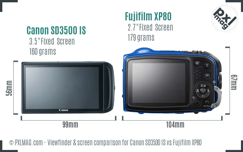 Canon SD3500 IS vs Fujifilm XP80 Screen and Viewfinder comparison Canon SD3500 IS vs Fujifilm XP80 Screen and Viewfinder comparison