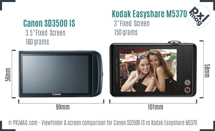 Canon SD3500 IS vs Kodak Easyshare M5370 Screen and Viewfinder comparison