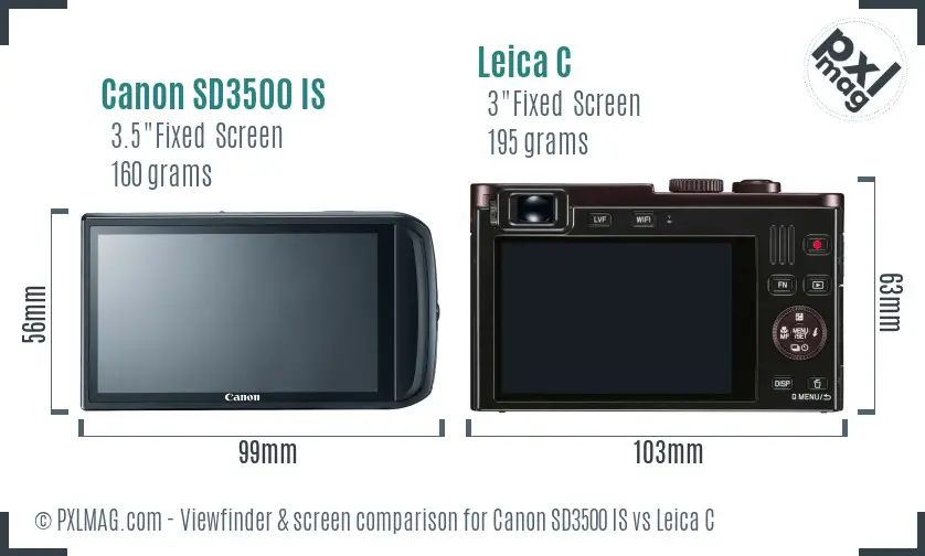 Canon SD3500 IS vs Leica C Screen and Viewfinder comparison