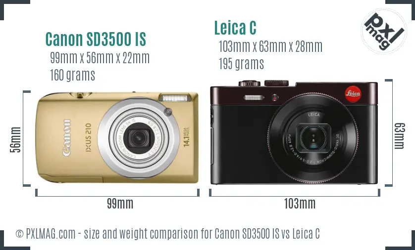 Canon SD3500 IS vs Leica C size comparison