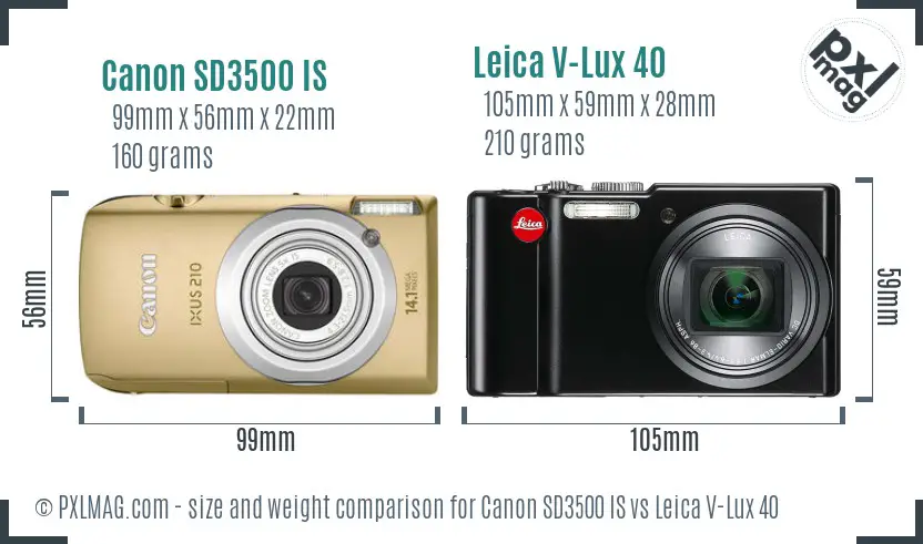 Canon SD3500 IS vs Leica V-Lux 40 size comparison