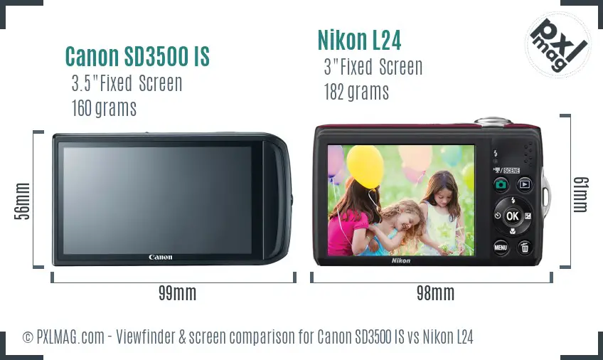 Canon SD3500 IS vs Nikon L24 Screen and Viewfinder comparison