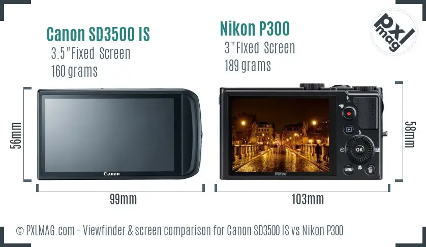 Canon SD3500 IS vs Nikon P300 Screen and Viewfinder comparison Canon SD3500 IS vs Nikon P300 Screen and Viewfinder comparison
