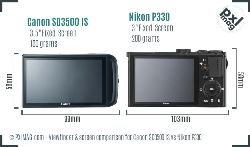 Canon SD3500 IS vs Nikon P330 Screen and Viewfinder comparison Canon SD3500 IS vs Nikon P330 Screen and Viewfinder comparison