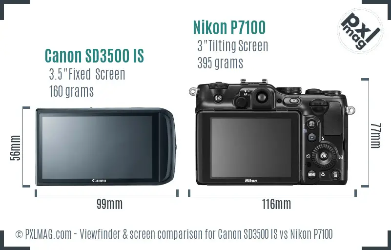 Canon SD3500 IS vs Nikon P7100 Screen and Viewfinder comparison Canon SD3500 IS vs Nikon P7100 Screen and Viewfinder comparison
