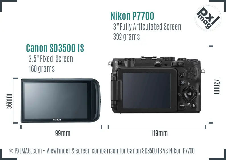 Canon SD3500 IS vs Nikon P7700 Screen and Viewfinder comparison